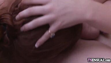 Redhead shemale anal fucked by a slender shemales hard cock - 11 image