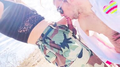 Young TS guy gives a public BJ to his girlfriend's manhood