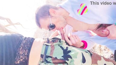 Young TS guy gives a public BJ to his girlfriend's manhood