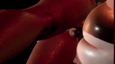 Lightning gets her tight pussy stretched by Yuffie's massive cock in FF Crossover