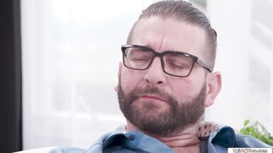 Hot stepdaughter and her bff take on stepdad's hard cock in hot interracial anal action