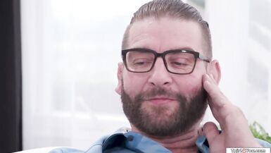 Hot stepdaughter and her bff take on stepdad's hard cock in hot interracial anal action