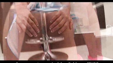 Thai cosplay babe goes wild on Chair Bareback's food & handjob skills