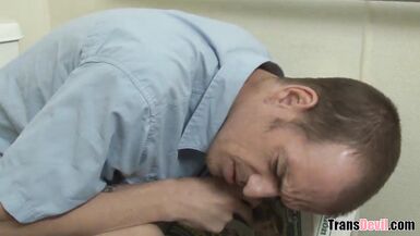 TS Jessica Foxx's Gloryhole Fun with her massive tits and tight ass