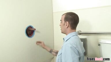 TS Jessica Foxx's Gloryhole Fun with her massive tits and tight ass