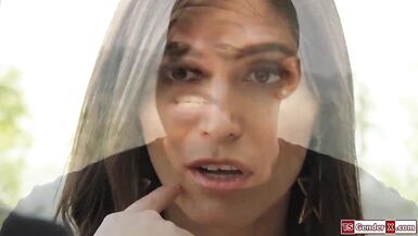 Watch as busty shemale Korra Del Rio gets barebacked hard by a big cock