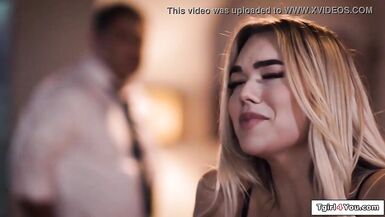 Emma Rose dominates stepdad with her small tits & deepthroats his big cock like a pro