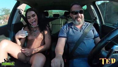 Watch Isabella Fontineli, a young, beautiful, and real-life tranny, strip down and reveal her hot body in a car ride - 15 image