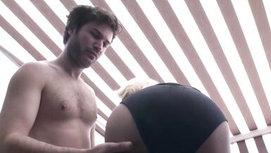 Blonde Shemale Lara gives a hot outdoor blowjob to a straight guy