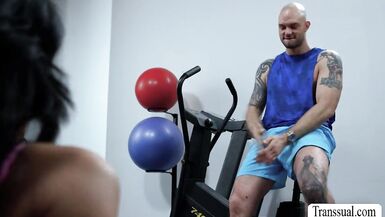 Hot gym instructor shows off massive tits to her friend - Cliff Jensen - 3 image