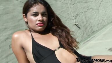 Stepfather fucks a tanned shemale with a big ass and a latina booty - 1 image