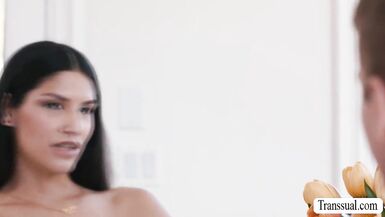 Big titted Tbabe pays her man with a hot BJ & takes his big cock like a champ - 2 image