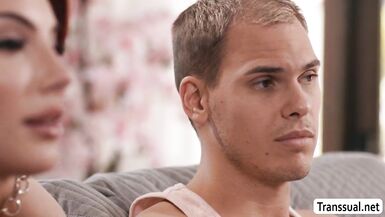 Hot shemale rides big hard cock like a pro - 1 image