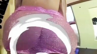 Yova jerks off her big cock with her curvy body & big tits - 6 image