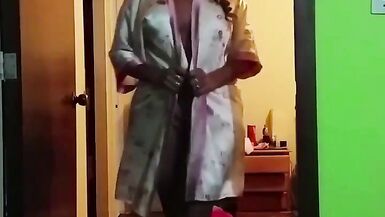 Yova jerks off her big cock with her curvy body & big tits - 9 image