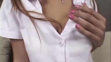 Sexy Asian MILF gets her tight pussy pounded hard in lingerie & stockings - 1 image