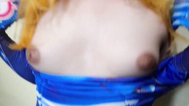 Samus Soft tit-slapping with a BBC dildo and lactating her puffy nipples in sexy bodysuit - 6 image