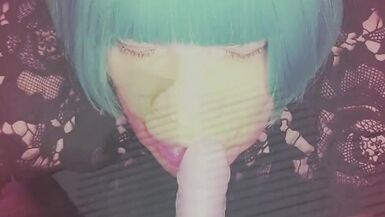 Sissy slut with collar fetish deepthroats & licks nasty dick like a fish out of water - 13 image