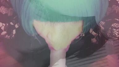 Sissy slut with collar fetish deepthroats & licks nasty dick like a fish out of water