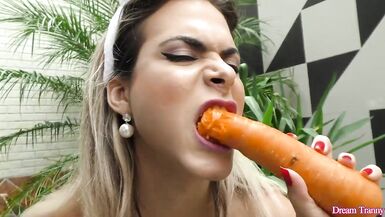 Barbara Perez gets off with her ass stuffed while jerking off to TS cock - 5 image