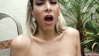 Barbara Perez gets off with her ass stuffed while jerking off to TS cock - 8 image