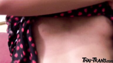 Thai Shemale Experiences Pleasure During Anal Intercourse with a Petite Tranny - 3 image