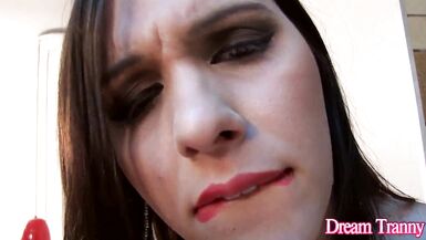 Watch Tranny Sara Oliveira try a massive dildo in her tight ass