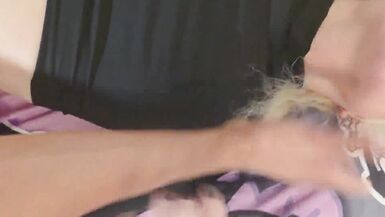 Watch this hot muscle black shemale ravage this pretty latina's ass with her small cock bareback! - 4 image