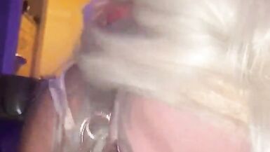 Pretty TS girl with blonde hair gets her holes drilled by a BBC - 1 image