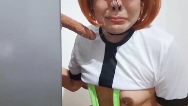 Debutante with big tits Ben gulps down cum after deepthroating a massive dildo and giving a sloppy BJ to sexy Debutante with - 10 image