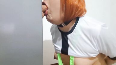 Debutante with big tits Ben gulps down cum after deepthroating a massive dildo and giving a sloppy BJ to sexy Debutante with - 15 image