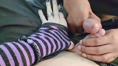 Sissy Sissy sucks BBC & gives footjob for footjob - White Fembo gets cum on her feet - 4 image