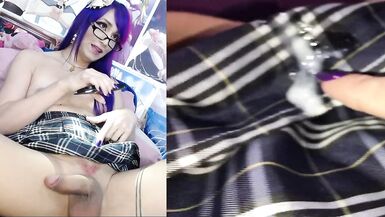 Cute Sheboy Schoolgirl Squirts with Double Camera