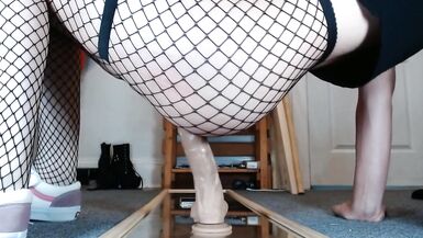 Femboy Trap Cums from Riding Large Marital-Device - 3 image