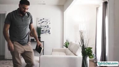 Hot TS Ella hard anal sex in the bed - 1 image