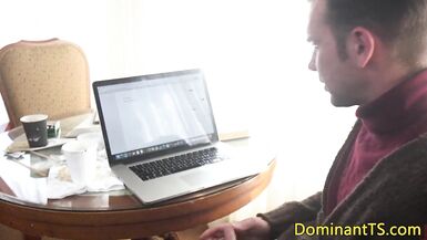 Transgender playgirl cocksucked by inked sub - 4 image