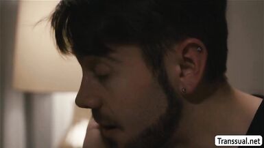 Stepson let tranny Eva ride his hardcock - 5 image