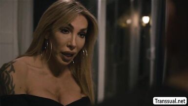 Stepson let tranny Eva ride his hardcock