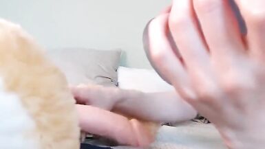 Teenager-Falle mit einem langen Vibrator Deepthroat - 13 image