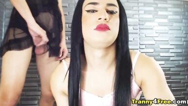 Pair Trans Banging Her Constricted Chocolate Hole - 7 image