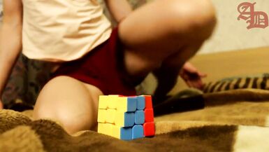LADY-BOY GIANTESS AMANDA SOLVES a RUBIK'S CUBE AND PLAYS WITH IT WITH HER FEET (FOOT FETISH) - 15 image