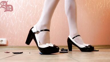 TGIRL GIANTESS AMANDA CRUSHES METAL CARS IN LOW HEELS AND NYLONS - 1 (CRUSH FETISH) - 11 image