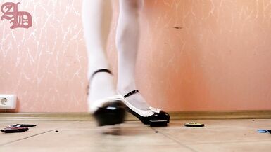 TGIRL GIANTESS AMANDA CRUSHES METAL CARS IN LOW HEELS AND NYLONS - 1 (CRUSH FETISH) - 15 image