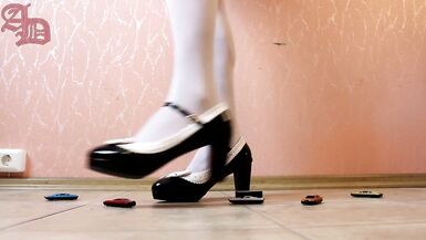 TGIRL GIANTESS AMANDA CRUSHES METAL CARS IN LOW HEELS AND NYLONS - 1 (CRUSH FETISH) - 2 image