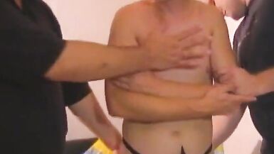 Sissy man feminized and used by 2 old chubby studs - 4 image