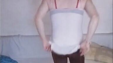 TsRea home solo costume strip exhibitionist cute shelady - 10 image