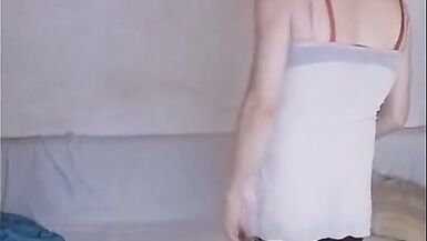 TsRea home solo costume strip exhibitionist cute shelady - 11 image