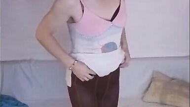 TsRea home solo costume strip exhibitionist cute shelady - 13 image