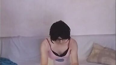 TsRea home solo costume strip exhibitionist cute shelady - 15 image