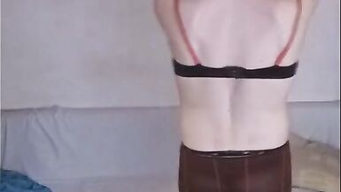 TsRea home solo costume strip exhibitionist cute shelady - 7 image